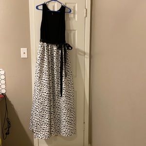 Full floor length poka dotted dress